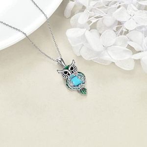 LUHE Moonstone Owl Necklace Gifts Sterling Silver Filigree Owl Pendant Necklace